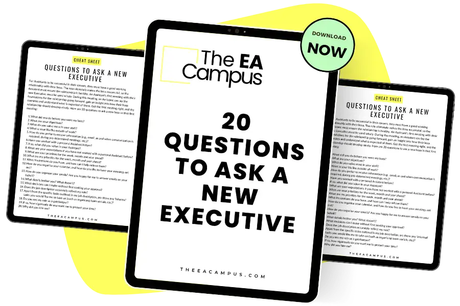 20 Questions to Ask a New Executive Worksheet