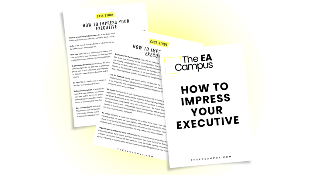 How Assistants can impress their Executive worksheet