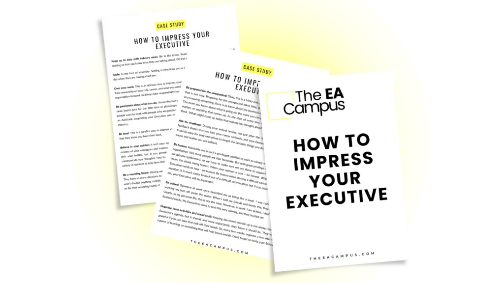 How Assistants can impress their Executive worksheet